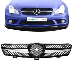 Mercedes CLS C219 W219 Twin Blade Front Grille Black / Chrome Sport Year 04-08