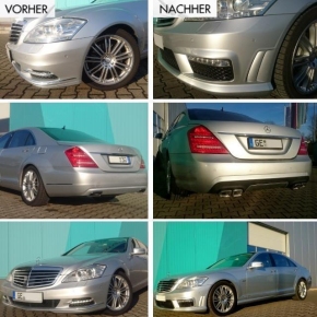 Mercedes S-Klasse W221 Bodykit Lang LED Tagfahrlicht Komplett f. PDC +Zubehör für S63 AMG