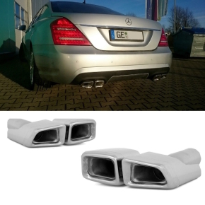 Mercedes W221 W212 Auspuffblenden Endrohre Eckig Blenden...