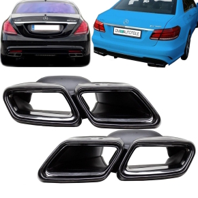 Mercedes W212 W222 Auspuffblenden Chrom Schwarz 4-Rohr...
