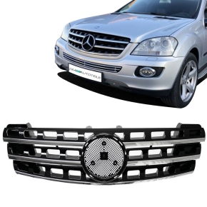 Front Grille Black Gloss + Chrome fits on Mercedes ML...