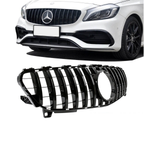 Rear Diffusor Black Gloss + Red Lip + Tail Pipes fits on Mercedes W176  Facelift up 2015 AMG Line