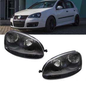 Scheinwerfer SET Rechts Links + Lamellen Schwarz passt für VW Golf V 5 GTI Jetta