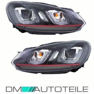 Vw Golf 6 Headlights R Look Gti 3 U Led Tfl Golf 7 Look Black Red