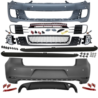 Set VW Golf 6 GTI Bodykit Bumper ready for park assist / headlamp washer complete Front + rear + Side Skirts 08-12