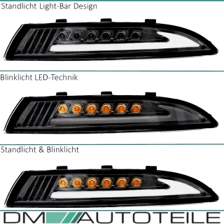 Light-Bar Standlicht LED Blinker Set Smoke passt für VW Scirocco 137 ab 08-14