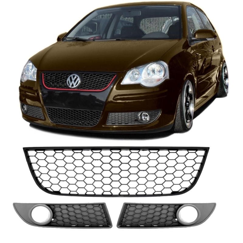 Suitable To Fit - VW Polo 9N3 Vivo Gloss Black De-Badged Grille