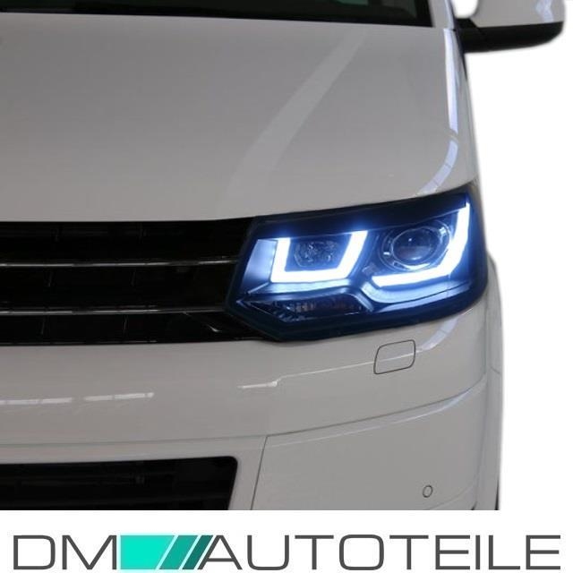 Facelift Scheinwerfer Set Klarglas Schwarz 3D Light Bar H1/H1 passt für VW  T5 GP 09-15