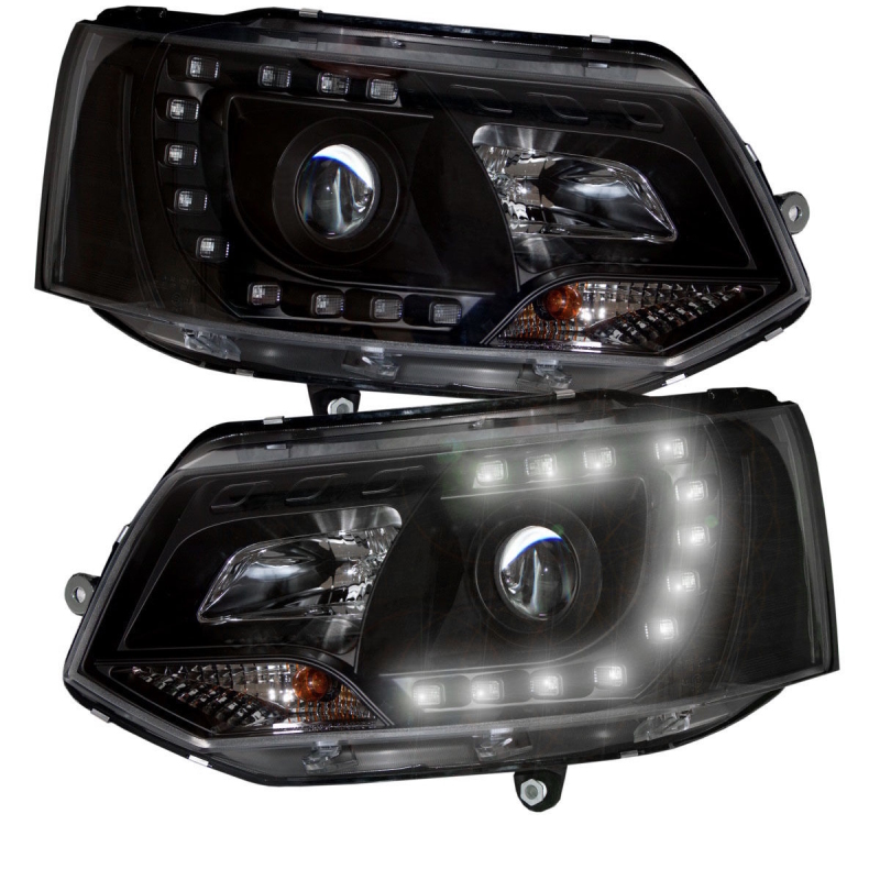 VW T5 Angel Eyes headlights black daytime running lights 1014