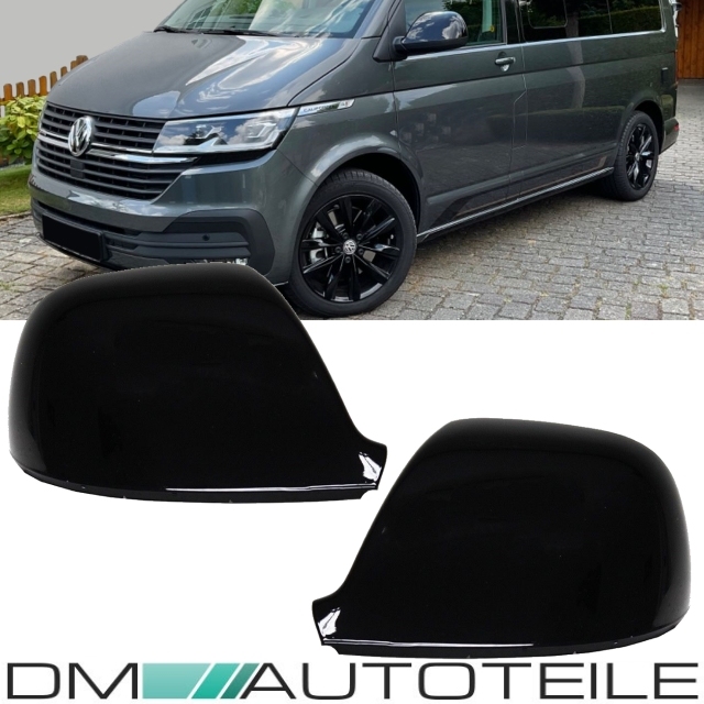 Set VW T5 GP+Amarok Facelift Door Wing Mirror Covers Black Edition Gloss  painted