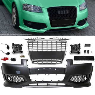 Audi A3 8P 8PA Front bumper made of ABS +Equipment S3...