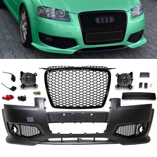 Sport Stoßstange + Wabengrill Schwarz passt für Audi A3 8P ab 03-08 kein RS3 S3