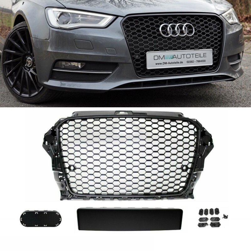 Wabendesign Kühlergrill Wabengrill Glanz passend für Audi A3 8V 12