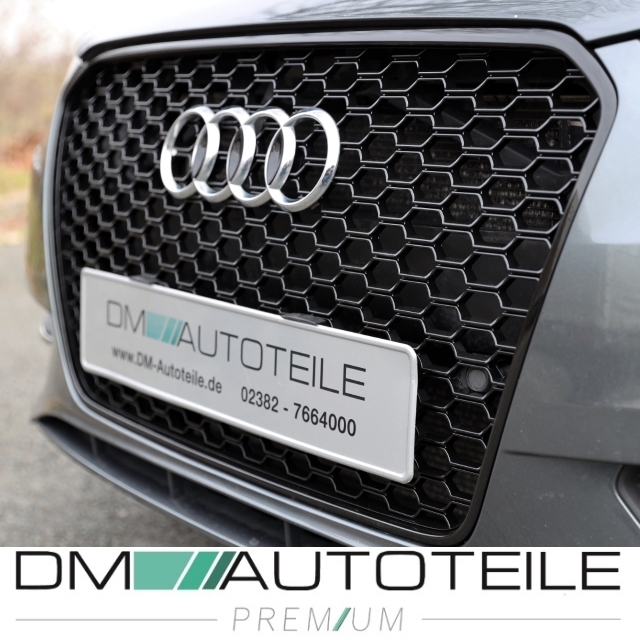 Badgeless Front Grille Grille Honeycomb Black Gloss fits Audi A3 8V 12-16  RS3 Mod