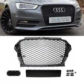 Badgeless Front Grille Grille Honeycomb Black Gloss fits...