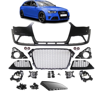 Front Grill Compatible with Audi A4 B8 RS-Type Saloon Avant 2011 2012 2013 2014 2015 BR-71 Front Central Sport Grill Honeycomb Mesh Grille Glossy Frame Black Pdc