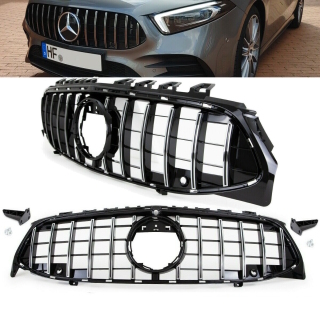 GT Sport- Panamericana Front Grille Black Chrome fits Mercedes CLA W118 +Camera +PDC