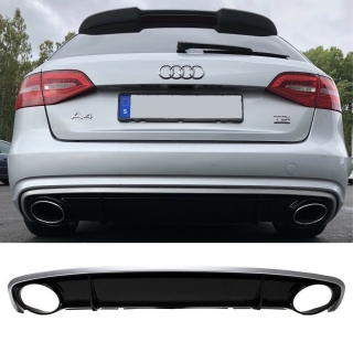 Heckdiffusor Schwarz 2-Rohr Oval passt für Audi A4 B8...
