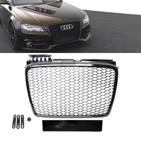 Badgeless Front Grille Grille Honeycomb Black Gloss fits...