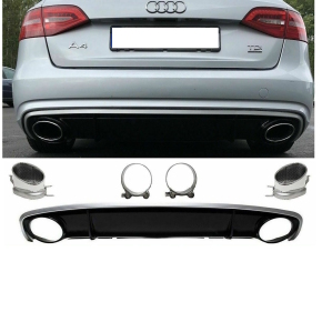 Heckdiffusor Schwarz + Blenden Oval passt für Audi...