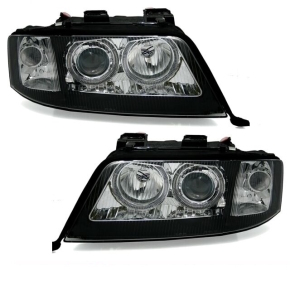 Audi A6 4B Angel Eyes Xenon headlights D2S/H7 Black 99-01...