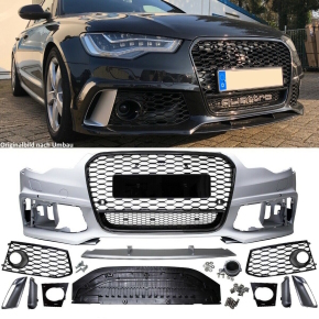 Sport Stoßstange komplett + Grill Wabendesign Schwarz glanz passt für Audi  A7 4G Bj 10-14 nicht RS7