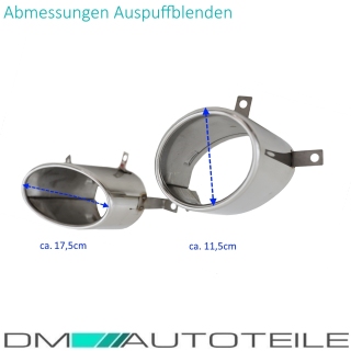 Auspuffblenden SET Chrom Oval passt für Audi A6 C7 4G ab 2012-2019 nicht für RS6