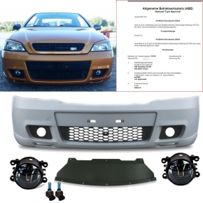 OPEL ASTRA G Stoßstange vorne +Nebel SMOKE Schwarz...