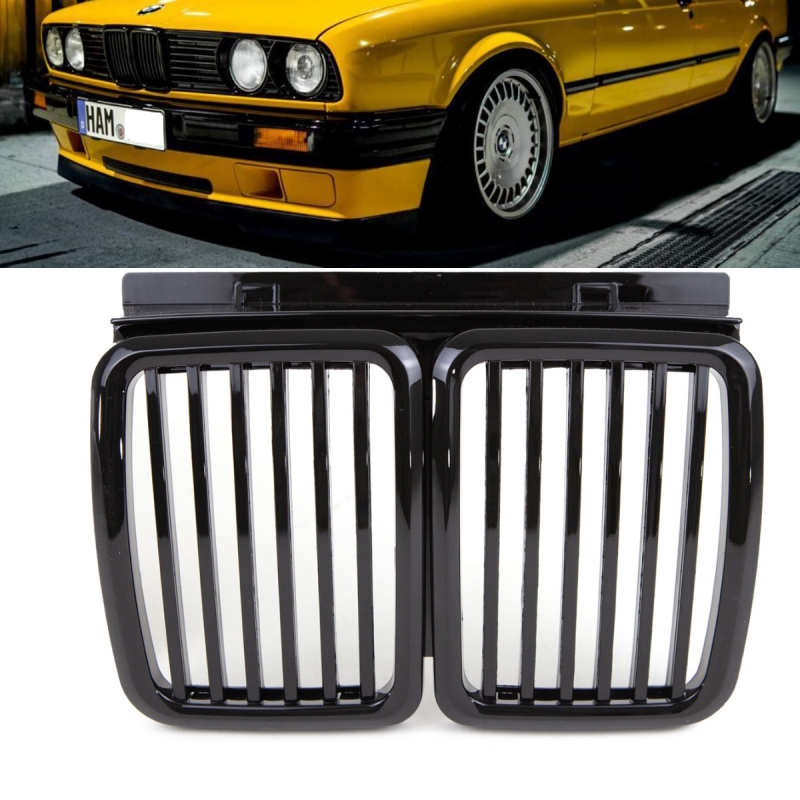 Front Grille Black gloss fits on BMW 3-Series E30 all models up Facelift