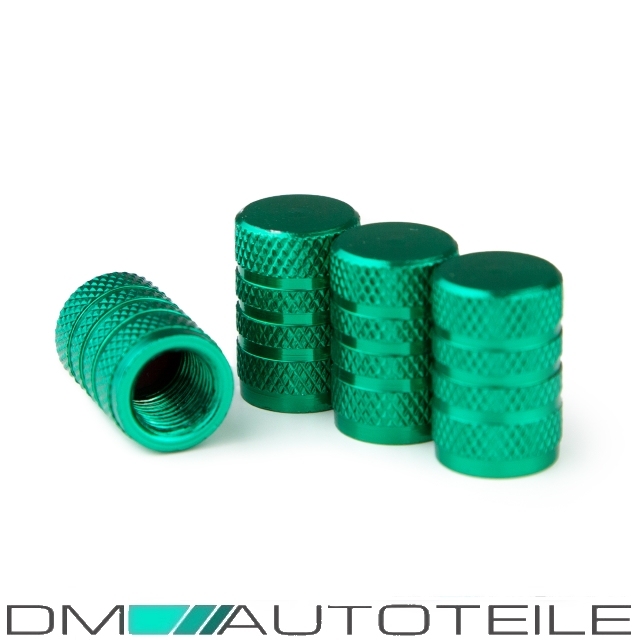 4 Ventilkappen Kappen SET Grün eloxiert für Autoventile