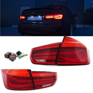 Facelift Set LED Lightbar Rückleuchten Rot 4 tlg. passt für BMW 3er F30 Limousine  bj 11-15