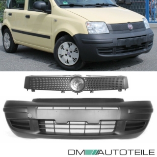 Stossstange Vorne Kuhlergrill Set Schwarz Geriffelt Passt Fur Fiat Panda 169 Ab 03 12