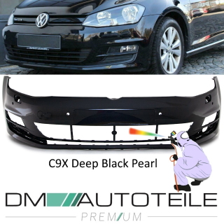 Lackiert Stoßstange vorne C9X DEEP BLACK PEARL SRA+ 6x PDC für VW Golf VII 7
