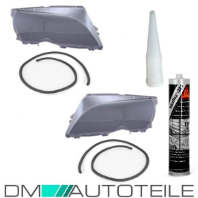 2x Scheinwerferglas +Dichtung+Sika passt f&uuml;r BMW E46...