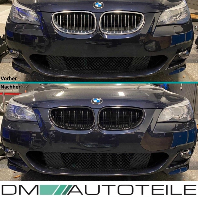 Pair front kidney matte black grill grilles for bmw e60 e61 5 series m5  03-10