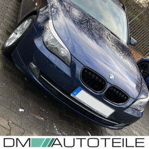 SET Kühlergrill Schwarz Hochglanz Doppelsteg passend für BMW 5er E60 E61 + M M5