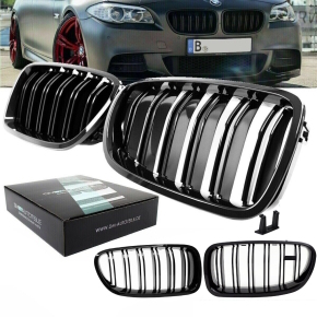 Schwarz Auspuffblenden SET eckig + Zubehör passend für BMW F10 F11 550 –  Tuning King