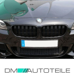 Doppelsteg Kühlergrill Grill Schwarz für BMW 5er F10 F11