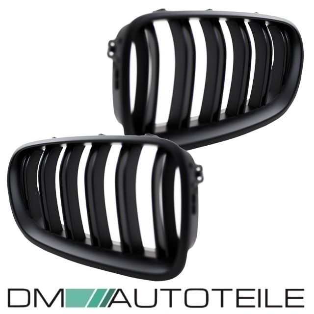 2x Kidney Front Grille Dual Slat BLACK MATT fits on BMW F10 F11 all Models  10-17