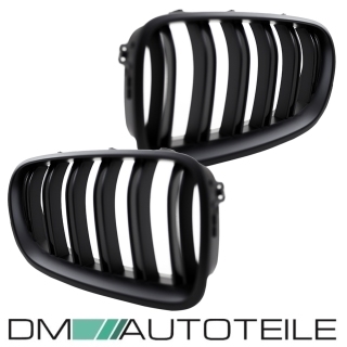 2x Kühlergrill Grill Schwarz MATT Doppelsteg passend für BMW F10 F11 auch M M5