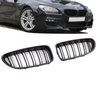2x Kühlergrill Schwarz Matt Doppelsteg passend für BMW 6er F12 F13 +  M M6