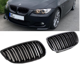 SET Doppelsteg Kühlergrill Schwarz GLANZ passt für BMW...