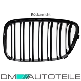 Set Dual Slat Kidney Front Grille Black Gloss fits on BMW 5 Series