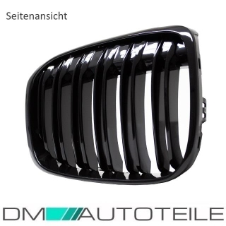 Doppelsteg Kühlergrill Schwarz GLANZ Performance passt für BMW X1 F48 bj 2014>