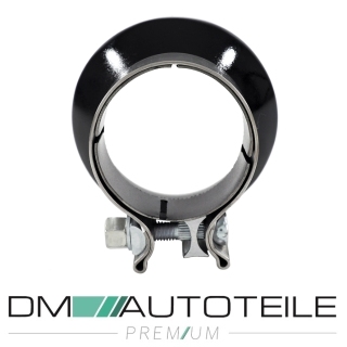 DM Exklusive Design Set Edelstahl hochglanz schwarz Auspuffblende Ø 114mm+ Verbinder passt für Hyundai I30 N+ABE