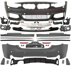 Bodykit Stoßstange Schweller + Spoiler 2-Rohr passt...