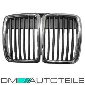 2x Grill Kühlergitter Kühlergrill Chrom Schwarz...