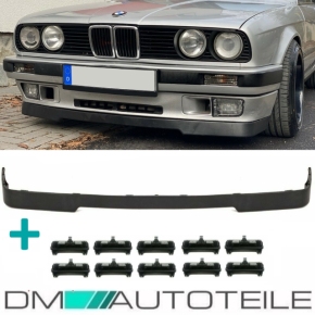 Front lip Splitter Spoiler black + 10x clips fits on BMW 3-Series E30 82-94