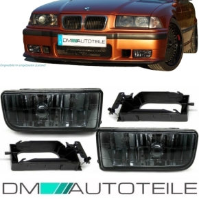 SET PAIR SMOKED BLACK FOG LIGHTS FOGS LAMPS FITS ON ALL BMW E36 M3 MODELS QUALITY M