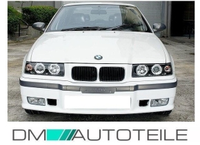 Angel Eyes headlights Set fits on BMW E36 90-99 black Saloon Estate
